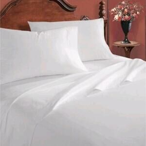 $265 Caravelle 400 Luxury Sateen Cotton White Twin Sheet Set 4PC European Linens